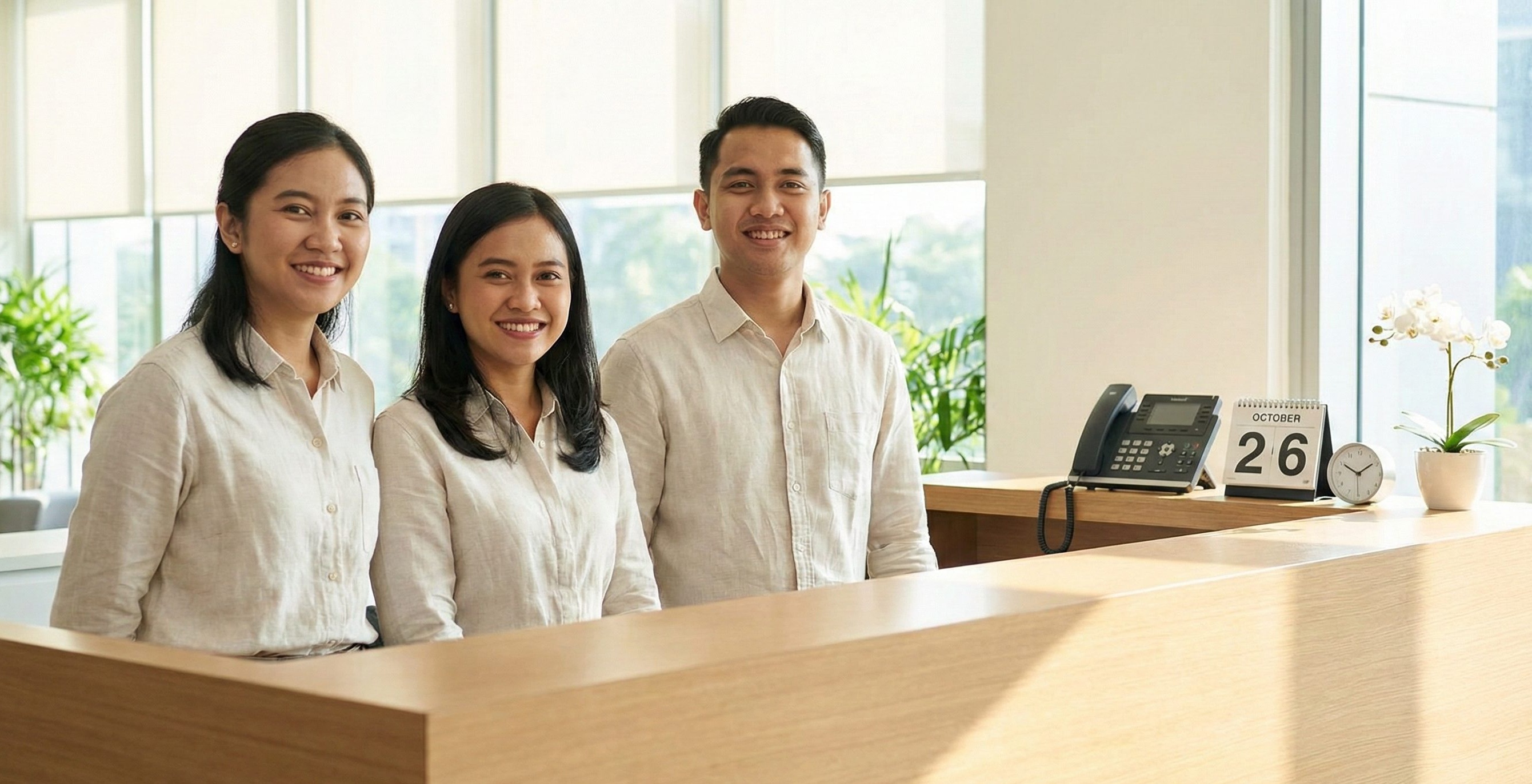 Hospitality — hotel reception team in Bali